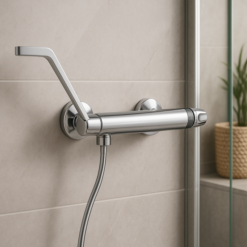 PB Clinic mindervaliden douchethermostaat met lange hendel chroom 1208956281